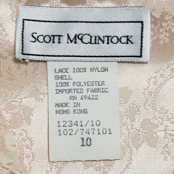 Vintage Scott McClintock Jacquard Lace Pleated Dress Shiny Pink Sz 10 Romance - Picture 7 of 15